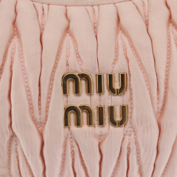 Miu Miu Matelasse Wonder Hand Bag Satin 2way Pink Gold Auth 197282V