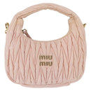 Miu Miu Matelasse Wonder Hand Bag Satin 2way Pink Gold Auth 197282V-13