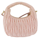 Miu Miu Matelasse Wonder Hand Bag Satin 2way Pink Gold Auth 197282V-2