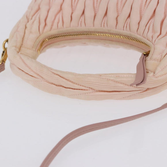 Miu Miu Matelasse Wonder Hand Bag Satin 2way Pink Gold Auth 197282V