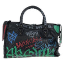 BALENCIAGA The Classic City Bag Leather 2way Black Silver 431621 Auth 197283SAM-3
