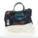 BALENCIAGA The Classic City Bag Leather 2way Black Silver 431621 Auth 197283SAM-31