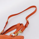 Miu Miu Vitellolux Hand Bag Leather 2way Orange Gold Auth 197285V-10