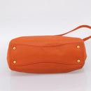 Miu Miu Vitellolux Hand Bag Leather 2way Orange Gold Auth 197285V-11