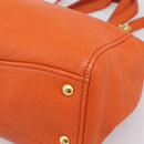 Miu Miu Vitellolux Hand Bag Leather 2way Orange Gold Auth 197285V-12