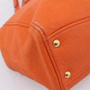 Miu Miu Vitellolux Hand Bag Leather 2way Orange Gold Auth 197285V-13