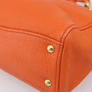 Miu Miu Vitellolux Hand Bag Leather 2way Orange Gold Auth 197285V-14
