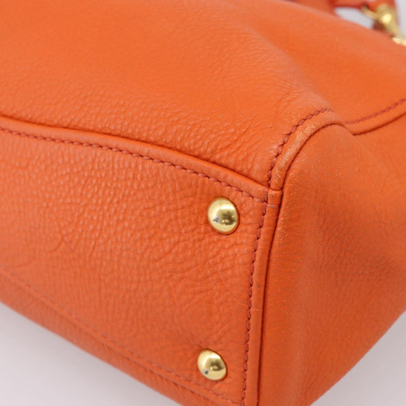 Miu Miu Vitellolux Hand Bag Leather 2way Orange Gold Auth 197285V