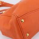 Miu Miu Vitellolux Hand Bag Leather 2way Orange Gold Auth 197285V-15