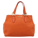 Miu Miu Vitellolux Hand Bag Leather 2way Orange Gold Auth 197285V-2
