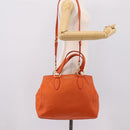 Miu Miu Vitellolux Hand Bag Leather 2way Orange Gold Auth 197285V-28