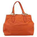 Miu Miu Vitellolux Hand Bag Leather 2way Orange Gold Auth 197285V-3