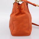 Miu Miu Vitellolux Hand Bag Leather 2way Orange Gold Auth 197285V-4