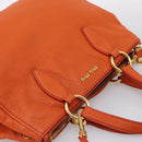 Miu Miu Vitellolux Hand Bag Leather 2way Orange Gold Auth 197285V-6