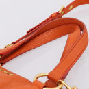Miu Miu Vitellolux Hand Bag Leather 2way Orange Gold Auth 197285V-8