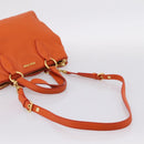 Miu Miu Vitellolux Hand Bag Leather 2way Orange Gold Auth 197285V-9