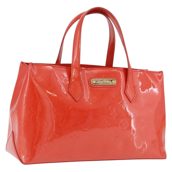 LOUIS VUITTON Vernis Bluebird Wilshire PM Bag Orenge Sunset M93644 Auth 197286