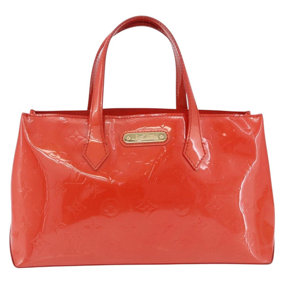 LOUIS VUITTON Vernis Bluebird Wilshire PM Bag Orenge Sunset M93644 Auth 197286