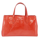 LOUIS VUITTON Vernis Bluebird Wilshire PM Bag Orenge Sunset M93644 Auth 197286-2