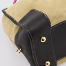 LOEWE Anagram Amazona 36 Hand Bag Suede Leather Beige Gold Auth 197287V-15