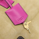 LOEWE Anagram Amazona 36 Hand Bag Suede Leather Beige Gold Auth 197287V-9
