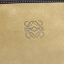 LOEWE Anagram Amazona 36 Hand Bag Suede Leather Beige Gold Auth 197287V-18