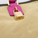 LOEWE Anagram Amazona 36 Hand Bag Suede Leather Beige Gold Auth 197287V-19