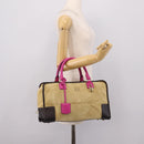 LOEWE Anagram Amazona 36 Hand Bag Suede Leather Beige Gold Auth 197287V-29