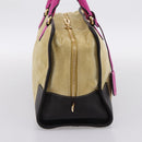 LOEWE Anagram Amazona 36 Hand Bag Suede Leather Beige Gold Auth 197287V-3