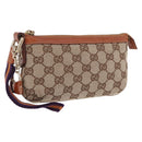 GUCCI GG Canvas Pouch Beige Gold 152507 Auth 197288V-1