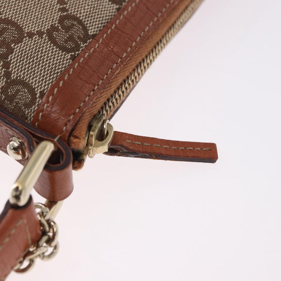 GUCCI GG Canvas Pouch Beige Gold 152507 Auth 197288V