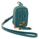 Miu Miu Matelasse Neck Pouch Leather Green Gold Auth 197292M-1