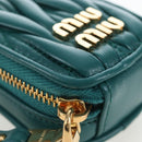 Miu Miu Matelasse Neck Pouch Leather Green Gold Auth 197292M-15