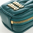 Miu Miu Matelasse Neck Pouch Leather Green Gold Auth 197292M-16