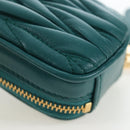Miu Miu Matelasse Neck Pouch Leather Green Gold Auth 197292M-17