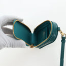 Miu Miu Matelasse Neck Pouch Leather Green Gold Auth 197292M-21