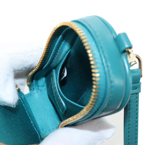 Miu Miu Matelasse Neck Pouch Leather Green Gold Auth 197292M
