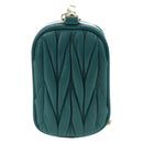 Miu Miu Matelasse Neck Pouch Leather Green Gold Auth 197292M-2