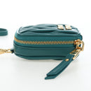 Miu Miu Matelasse Neck Pouch Leather Green Gold Auth 197292M-3