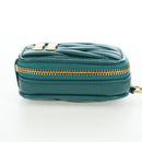 Miu Miu Matelasse Neck Pouch Leather Green Gold Auth 197292M-4