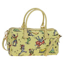 PRADA Hand Bag Canvas 2way Gold Yellow Auth 197302V-1