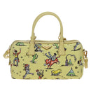 PRADA Hand Bag Canvas 2way Gold Yellow Auth 197302V-13
