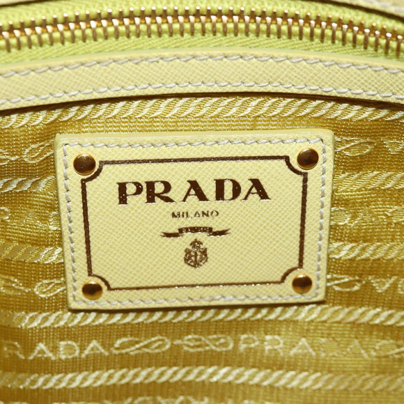 PRADA Hand Bag Canvas 2way Gold Yellow Auth 197302V