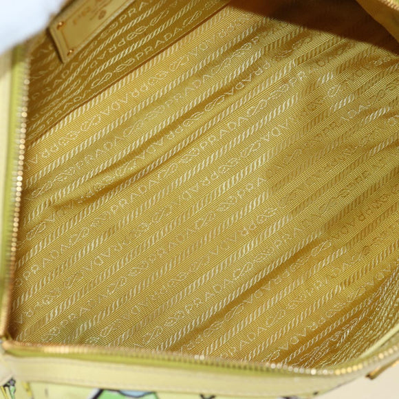 PRADA Hand Bag Canvas 2way Gold Yellow Auth 197302V