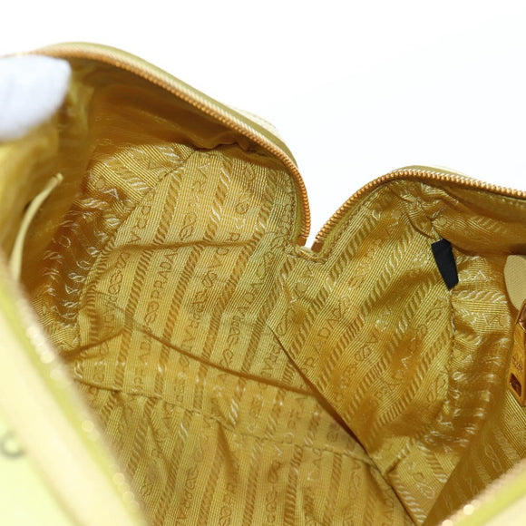 PRADA Hand Bag Canvas 2way Gold Yellow Auth 197302V