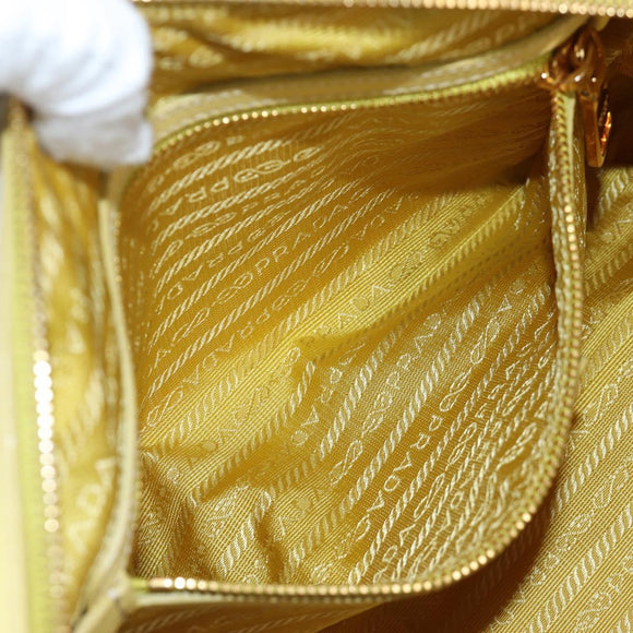 PRADA Hand Bag Canvas 2way Gold Yellow Auth 197302V