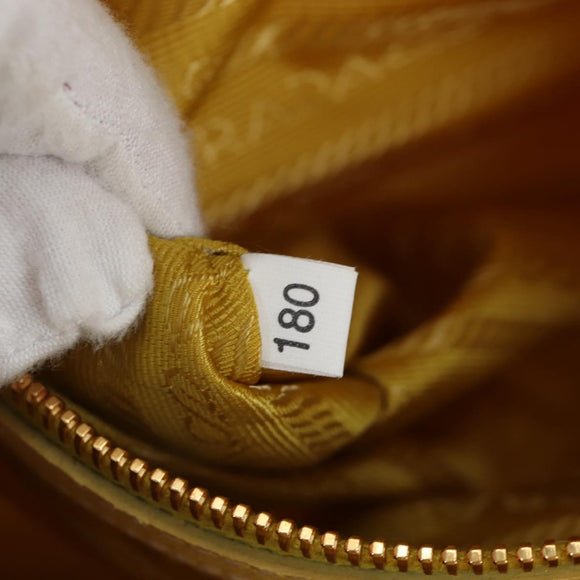 PRADA Hand Bag Canvas 2way Gold Yellow Auth 197302V