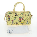 PRADA Hand Bag Canvas 2way Gold Yellow Auth 197302V-12