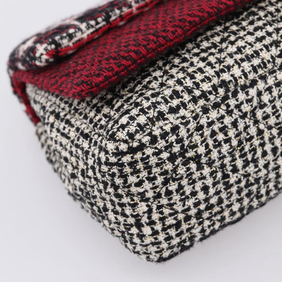 CHANEL Chain Shoulder Bag Tweed Red CC Auth 197303SAM