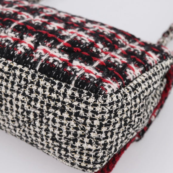 CHANEL Chain Shoulder Bag Tweed Red CC Auth 197303SAM